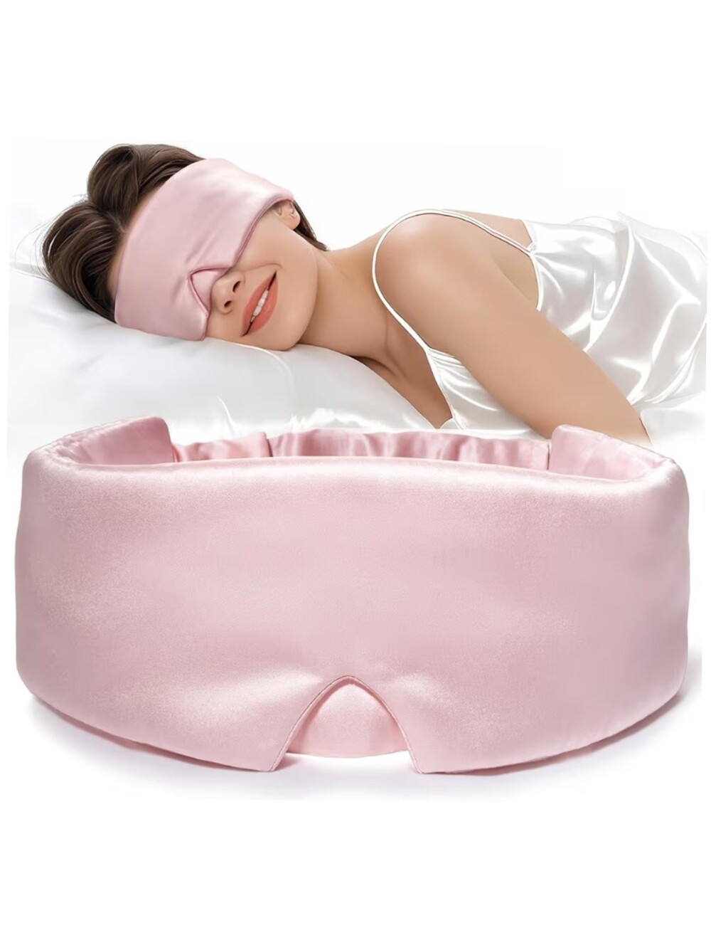 Litbear NWT 100% Mulberry Silk Eye Mask For Side Sleepers Blackout In Pink